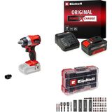 Einhell TP-CW 18 Li BL - Solo, Kömürsüz Akülü Darbeli Somun Sıkma + 18V 4,0 Ah PXC Starter Kit, Akü ve Şarj Cihazı + Bits ve Lokma uç seti 35 parça, M-Case kutu