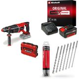 Einhell TP-HD 18/26 D Li BL - Solo, Kömürsüz Akülü Kırıcı Delici + 18V 4,0 Ah PXC Starter Kit, Akü ve Şarj Cihazı + SDS PLUS uç seti 7 parça, 6-14/210 mm