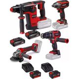 Einhell Tp-Hd 18/26 Li Bl Pnömatik Matkap Tp-Ci 18/220 Li Bl Vidalama Tp-Cd 18/70 Li-İ Bl Matkap Tp-Ag 18/125 Ce Q Avuç Taşlama 2X4.0ah+2X2.5ah Kömürsüz Darbeli Profesyonel Set