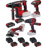 Einhell Tp-Hd 18/26 Li Bl Pnömatik Matkap Tp-Ci 18/220 Li Bl Vidalama Tp-Cd 18/70 Li-İ Bl Matkap Tp-Ag 18/125 Ce Q Avuç Taşlama 3X4.0ah+2X2.5ah Kömürsüz Darbeli Profesyonel Set