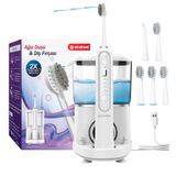 einsteel Aqua Brush Şarj Edilebilir Elektrikli Diş fırçası,Su Püskürtmeli Ağız Duşu ve Diş Fırçası, Beyaz
