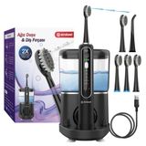 einsteel Aqua Brush Şarj Edilebilir Elektrikli Diş fırçası,Su Püskürtmeli Ağız Duşu ve Diş Fırçası, Siyah
