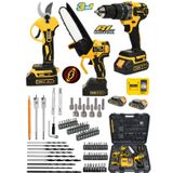 Eisenn 3 lü Bahçe Set Takım Fırçasız Motor 13 mm Darbeli Matkap + Budama makası + Yağ Pompalı Dal Kesme