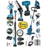 Eısenn Bluer 5500 Full 5 Li Bahçe Seti Makas 17 Cm Testere Hava Üfleme Çim Biçme Teleskop +2 Akülü