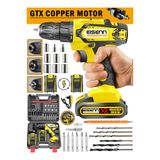 Eisenn E-6814 Germany Teknoloji Yeni Seri Yellow Çift Akülü Seri Vidalama Matkap+Usta Yardımcı Set