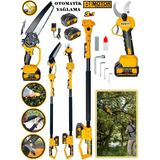 Eisenn German 3 Lü Budama Set Yellow Bl Motor Akülü Budama Makası + Zincirli Yağlamalı Dal Kesme + Teleskop Uzatma