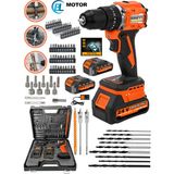 Eisenn German E-013 Orange Drive Darbeli 21 V 4 Ah Fırçasız Motor Şarjlı Vidalam Matkap + 84 Pcs Set