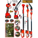 Eisenn German Red 3 Lü Budama Set Bl Fırçasız Motor Yağlamalı Budama Testeresi + Bağ Makası + Teleskop