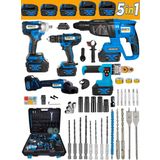 Eisenn Germany Akülü 5 Li Set E-05M Şarjlı Matkap + Kırıcı Delici + Somun Sıkma + Taşlama + Boru Kaynak Makinesi Taşıma Çantalı