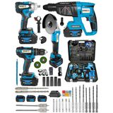 Eisenn Germany Wella Akülü 4'lü Set Kırıcı Delici + Somun Sıkma + Taşlama Taşıma Çantalı Şarjlı Matkap