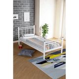 Ejder Metal Tek Kişilik Ferforje Metal Karyola Modern Tasarım 90 x 190 cm Beyaz Renk Dayanıklı Yapı