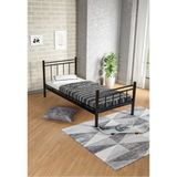 Ejder Metal Tek Kişilik Ferforje Metal Karyola- (Yataksız) - 90 x 200 cm - Siyah