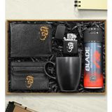 Ejder Motifli Erkek Aksesuar Hediye Seti (Zippo Tarzı Çakmak & Deodorant & Cüzdan & Kartlık & Kupa) (Siyah) 67705