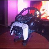 Ejderha Başı Playstation 5 Kol Tutucu Kulaklık Standı Ps5 Joystick Standı(Stand Veya Duvara Monte) - Siyah