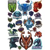 Ejderha Dragon Sticker Set-3 13 Parça Telefon, Tablet, Defter, Laptop Sticker