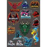 Ejderha Sticker Set-10 13 Parça Telefon, Tablet, Defter, Laptop Sticker