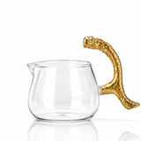 Ejderha Tasarımlı Cam Çay Servis Demliği, Altın Rengi, Pu'er ve Oolong için, Lüks Stil, Tek Parça