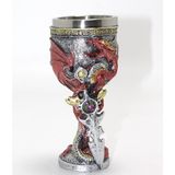 Ejderha ve Kılıç Temalı 3D Kabartmalı Çelik Kadeh Bardak - Renkli - 0 - 200 ml