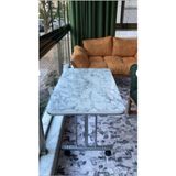 Ejdermetal Beyaz Mermer Desenli Tekerlekli Orta Sehpa Metal Ayaklı 60x100 161626830
