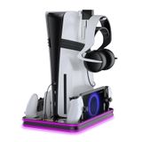 EJGAME PS5 Pro/Slim/PS5 Stand ve Soğutma İstasyonu, RGB Aydınlatma Kontrolörlü Şarj İstasyonu, Playstation 5 Konsolu için, PS Portal Şarj Yuvası, 3 Seviyeli Soğutma Fanlı PS5 Pro Aksesuarları (Siyah)