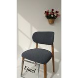 Ejmel A Kalite Elma Sandalye Kılıfı Bohem Sandalye Kılıfı Esnek Kumaş Lastikli Model Alt-Üst 2 Parça - 50 x 52 cm - Antrasit - Gri