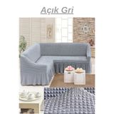 EJMEL Bürümcük kumaş, etekli L köşe koltuk örtüsü. 1 adet esnek, lastikli, süngerli L koltuk kılıfı