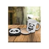 Ejoya 101851 Kişiye Özel Şirin Panda Tasarım Kupa Bardak Ahşap Bardak Altlığı