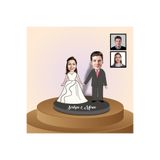 Ejoya 91309 Kişiye Özel Karikatürlü Gelin ve Damat Ahşap Biblo