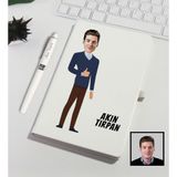 Ejoya 91334 Beyaz Kişiye Özel Karikatürize Defter Kalem Seti