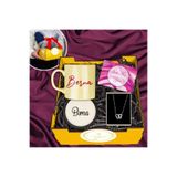 EJOYA 925 Ayar Gümüş Kalpten Kelebek Kolye & Kupa & Bardak Altlığı & Ahşap Hediye Sepeti, 114743