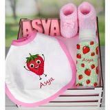 Ejoya Ahşap Sandıkta Kişiye Özel Önlük Biberon Taş Isimlik ve Patik Bebek Hediye Seti 109537