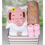 Ejoya Ahşap Sandıkta Kişiye Özel Zıbın Yastık Battaniye ve Patik Bebek Hediye Seti 109654