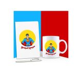 EJOYA Ajanda Kişiye Özel Süper Adam Defter Kupa Ve Kalem Set Beyaz, 85896