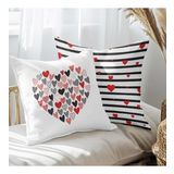 eJOYA Kırmızı Siyah Kalp Tasarımlı 2'li Yastık İçi Ve Kırlent Kılıfı 45cm 113562