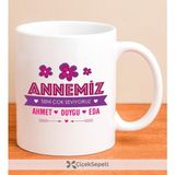 Ejoya Kişiye Özel Anne ve Çocukları Kupa Bardak 79913 - Mor