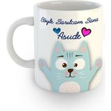 Ejoya Kişiye Özel Böyle Sarılcam Sana Temalı Kupa Bardak 80732 - Mavi