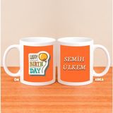 Ejoya Kişiye Özel Happy Birthday Kupa Bardak 80180 - Turuncu