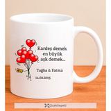Ejoya Kişiye Özel Kalp Dolusu Isim ve Mesaj Yazılı Kupa Bardak 79943 - Kırmızı