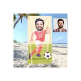 EJOYA Kişiye Özel Karikatür Fotoğraflı Futbolcu Plaj Ve Spor Havlusu, 115051