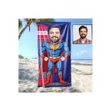 EJOYA Kişiye Özel Karikatür Fotoğraflı Super Adam Plaj Ve Spor Havlusu 115059