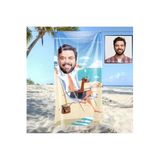 EJOYA Kişiye Özel Karikatür Fotoğraflı Varmı Tatil Gibisi Plaj Ve Spor Havlusu 145x80 cm, 115044