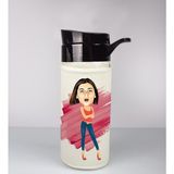 Ejoya Kişiye Özel Karikatür Tasarım Özel Koruma Kılıflı Cam Matara 96043