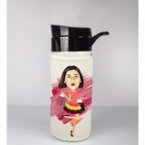 Ejoya Kişiye Özel Karikatür Tasarım Özel Koruma Kılıflı Cam Matara 96046