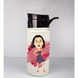 Ejoya Kişiye Özel Karikatür Tasarım Özel Koruma Kılıflı Cam Matara 96047