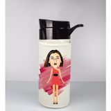 Ejoya Kişiye Özel Karikatür Tasarım Özel Koruma Kılıflı Cam Matara 96048