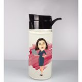 Ejoya Kişiye Özel Karikatür Tasarım Özel Koruma Kılıflı Cam Matara 96116