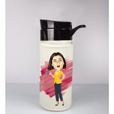Ejoya Kişiye Özel Karikatür Tasarım Özel Koruma Kılıflı Cam Matara 96121