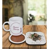 Ejoya Kişiye Özel Tasarım Kupa Bardak ve Fotoğraflı Ahşap Bardak Altlığı 99210 - Beyaz