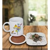 Ejoya Kişiye Özel Tasarım Kupa Bardak ve Fotoğraflı Ahşap Bardak Altlığı 99279 - Beyaz