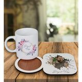 Ejoya Kişiye Özel Tasarım Kupa Bardak ve Fotoğraflı Ahşap Bardak Altlığı 99324 - Beyaz